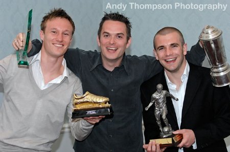 Russell, Callaghan & Smith with their awards.